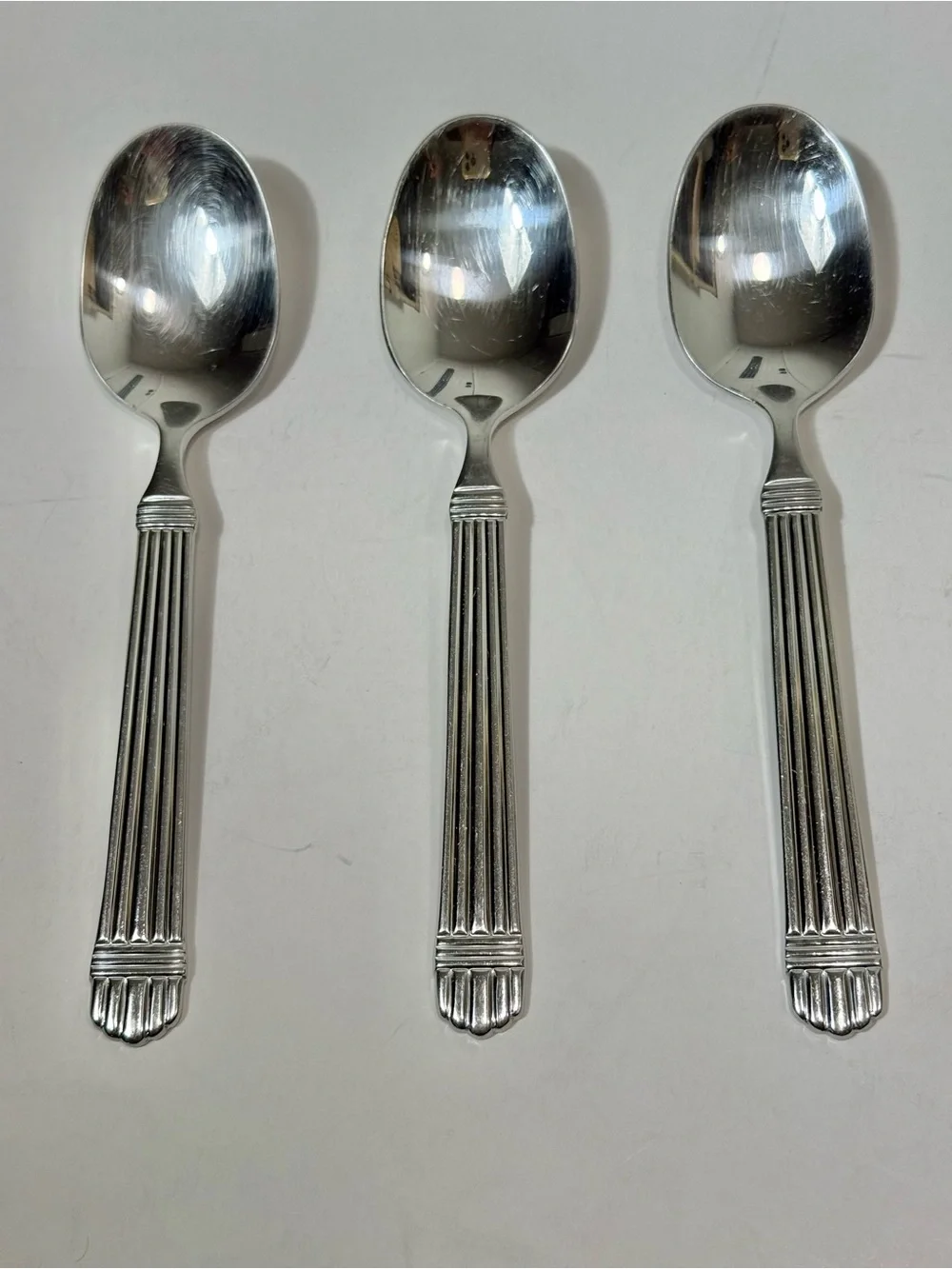 3 Wallace CHARDONNAY Teaspoons 18/8 Stainless Glossy Ribbed 6 3/8
